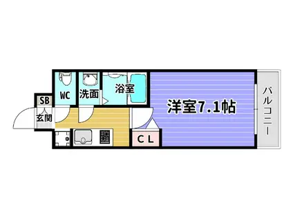 メルディアクレスト大阪ベイソルテラス(1K/6階)の間取り写真