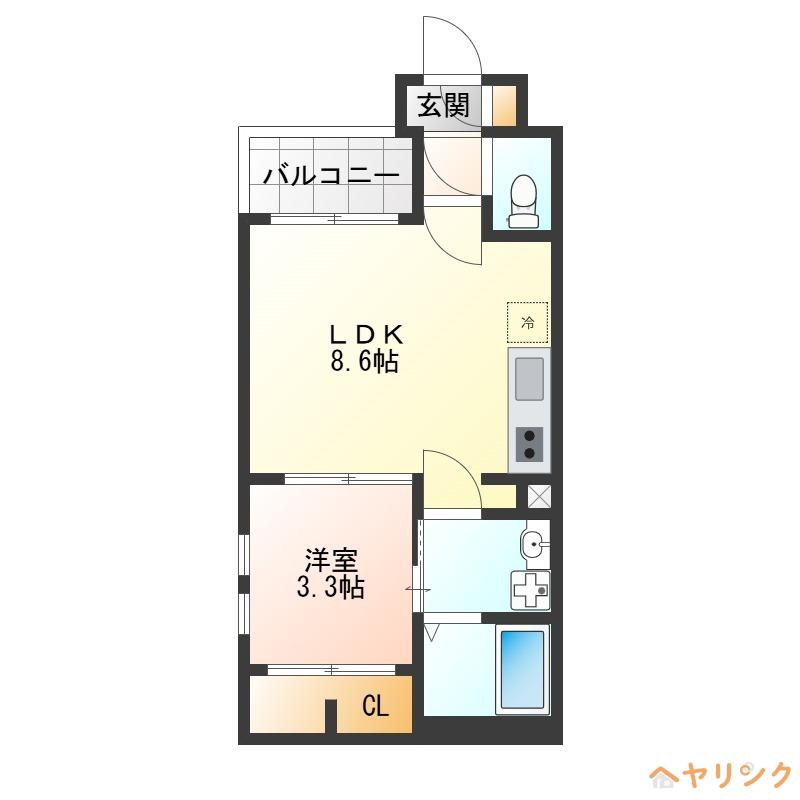 CHERIM浄心ウエスト(1LDK/3階)の間取り写真