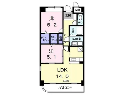 プレシャス・コート(2LDK/5階)の間取り写真