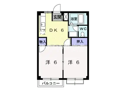 ネオハイツ半城土(2DK/1階)の間取り写真