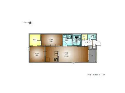 REGALESTラヴ守山(2LDK/3階)の間取り写真