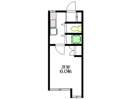 京王井の頭線 池ノ上駅 徒歩1分 2階建 築35年(1K/2階)の間取り写真