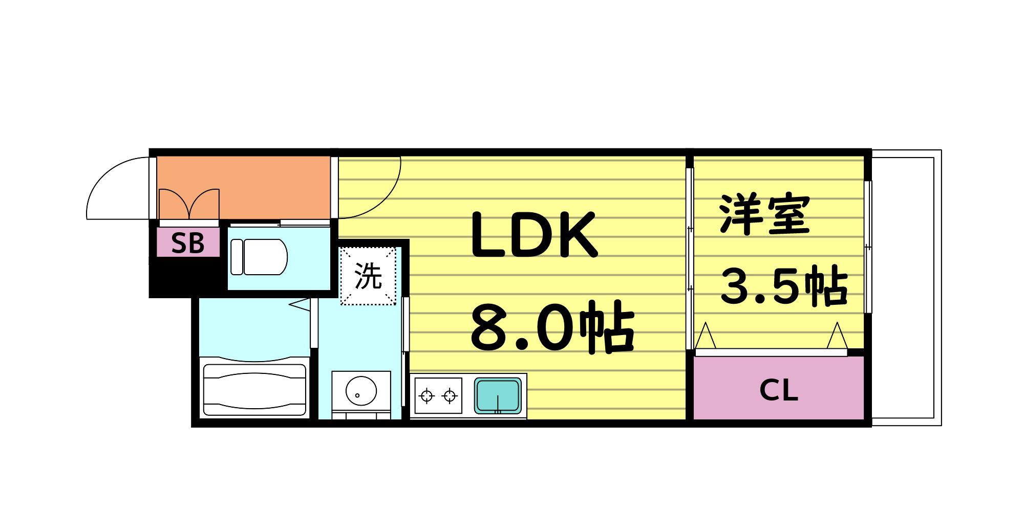 レジデンスコート森ノ宮(1LDK/1階)の間取り写真