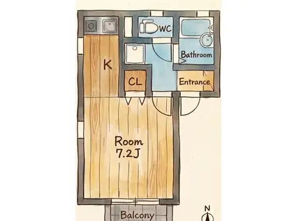 アビタシオンIII(ワンルーム/2階)の間取り写真