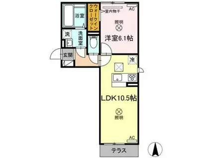 ディア・べルジュII(1LDK/1階)の間取り写真