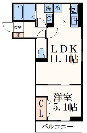 ベルジョルネ(1LDK/1階)の間取り写真
