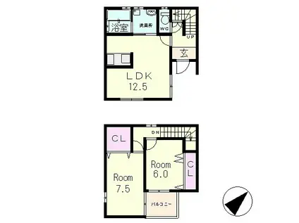 クッキーメゾネット(2LDK/1階)の間取り写真
