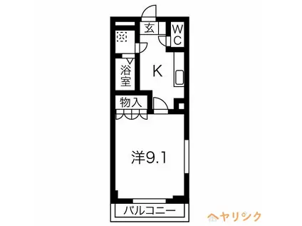 ハバナ ガーデン(1K/2階)の間取り写真