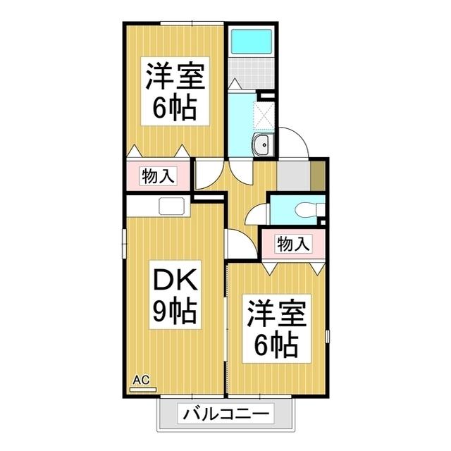アドバンス21 B棟(2DK/2階)の間取り写真