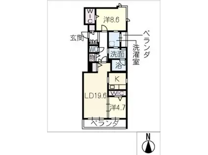 シャーメゾン国府宮駅前(2LDK/2階)の間取り写真