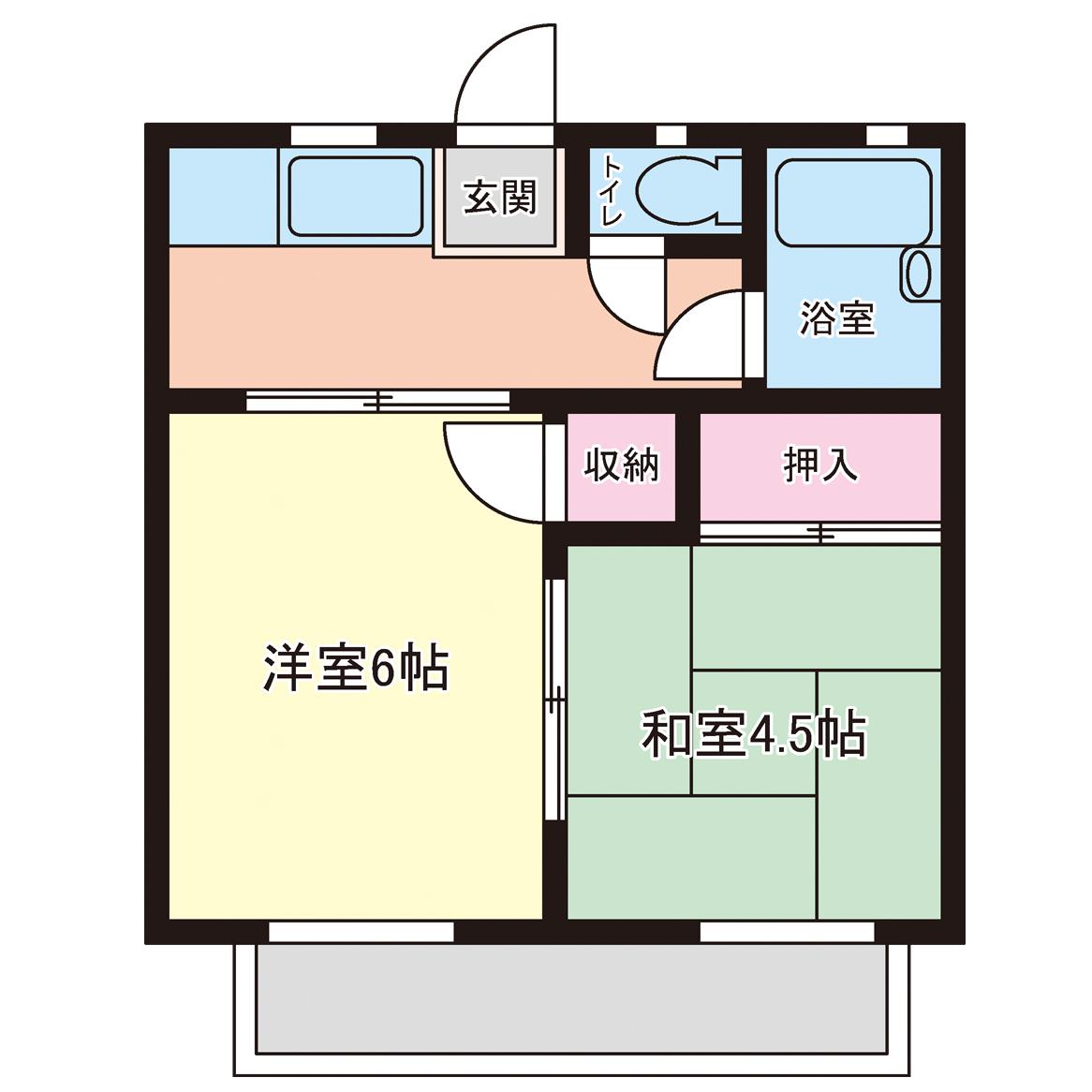 ピアパークI(2K/1階)の間取り写真