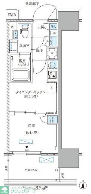 パークアクシス西大島コンフォートスクエア(1DK/6階)の間取り写真