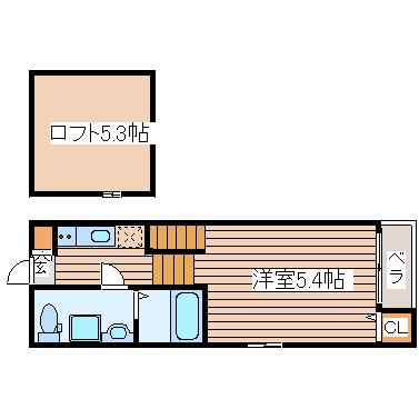 セレーナ仙台ドゥーエ(1K/1階)の間取り写真