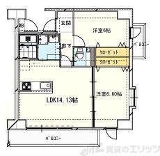 ルリーフ江坂(2LDK/2階)の間取り写真