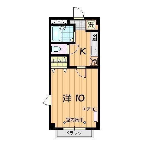 ＪＲ東北本線 仙北町駅 徒歩25分 3階建 築25年(1K/2階)の間取り写真