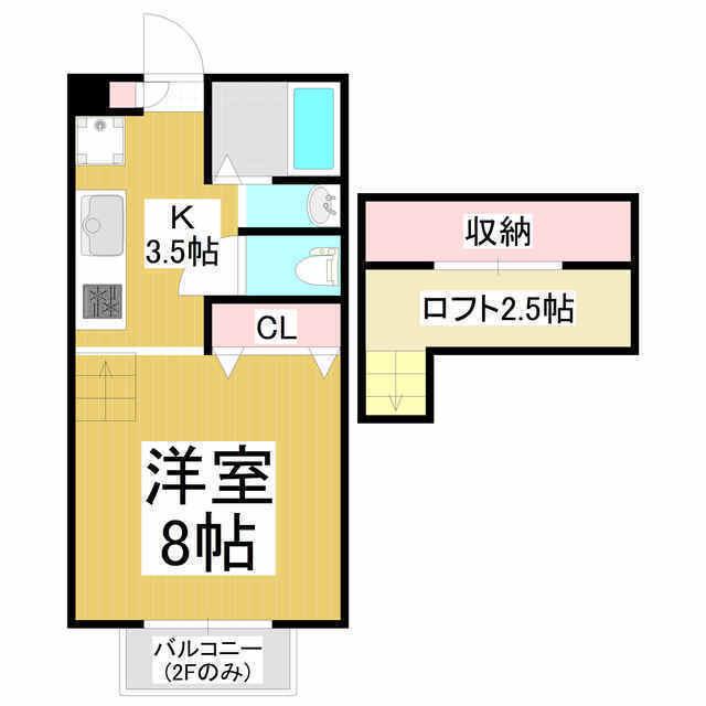 コーポこうのII(1K/2階)の間取り写真