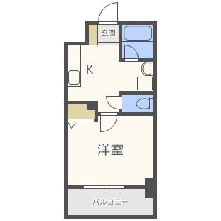 WILLDO難波WI(1K/7階)の間取り写真
