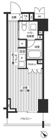 レジディア渋谷(ワンルーム/10階)の間取り写真
