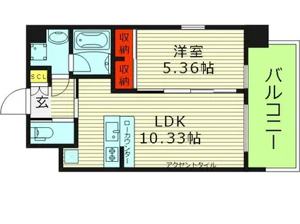 プレジオ城東(1LDK/5階)の間取り写真
