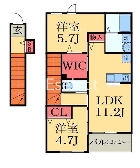 NFコーポ1号館(2LDK/2階)の間取り写真