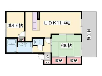 サンハイツ加古川II(2LDK/1階)の間取り写真
