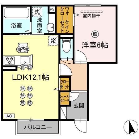 アルカンシェル(1LDK/1階)の間取り写真