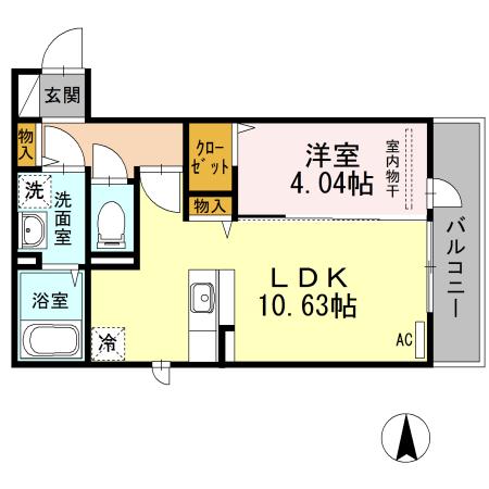D-ROOM愛宕(1LDK/2階)の間取り写真