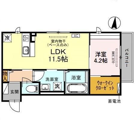カーロマリー(1LDK/1階)の間取り写真