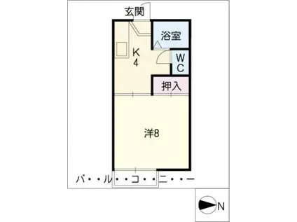 シャンポール桂(1K/2階)の間取り写真