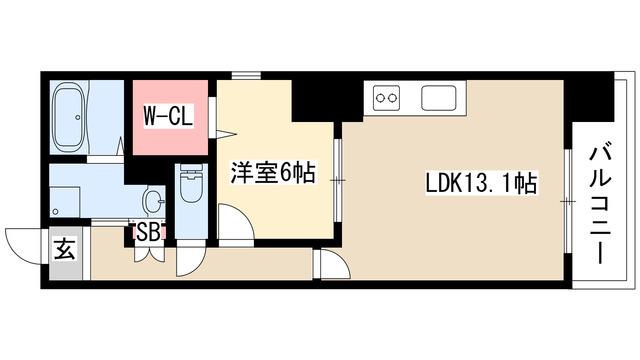 ディアコート千早(1LDK/2階)の間取り写真