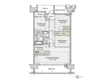 グランドメゾン杉並シーズン シーズン6(3LDK/6階)の間取り写真