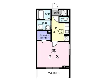 ハイドレンジア くずは(1K/1階)の間取り写真