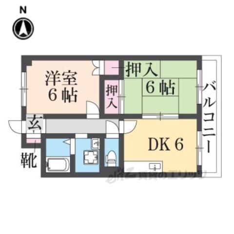 カルム東大阪(2DK/10階)の間取り写真