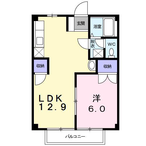 エスタシオンI(1LDK/2階)の間取り写真