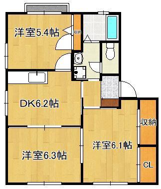ファーネス  E棟(3DK/1階)の間取り写真