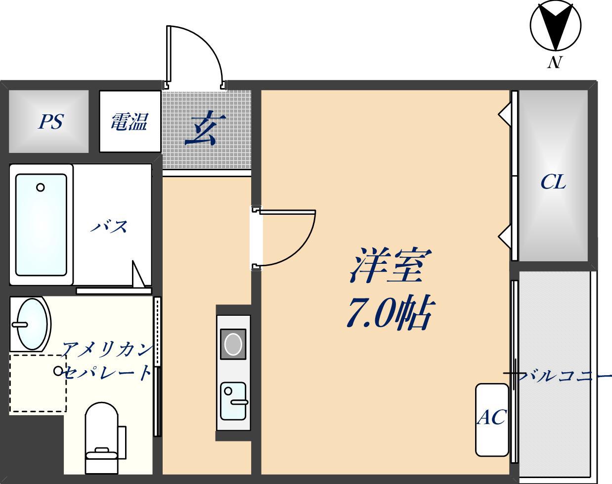 第10美和マンション(1K/4階)の間取り写真