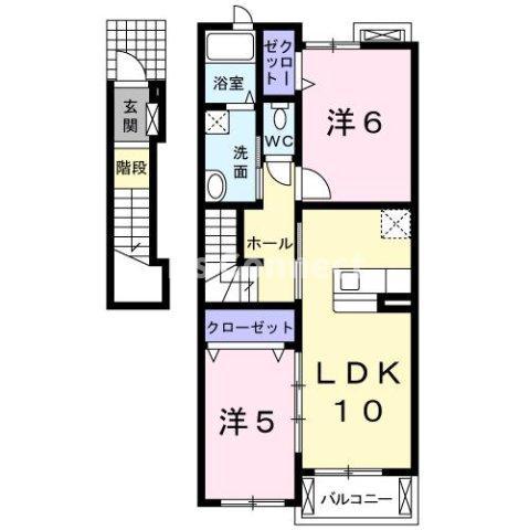 フロンティア 七日町(2LDK/2階)の間取り写真