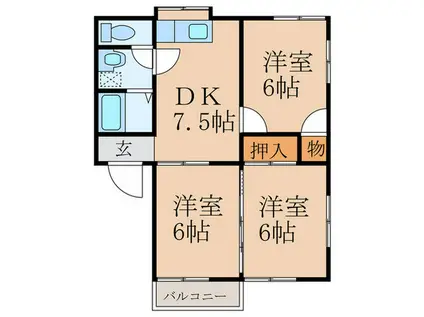 コーポ田園 A(3DK/2階)の間取り写真
