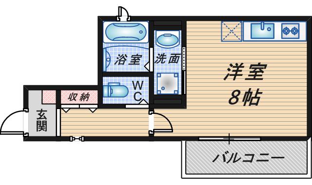 エ・カーサ(ワンルーム/3階)の間取り写真