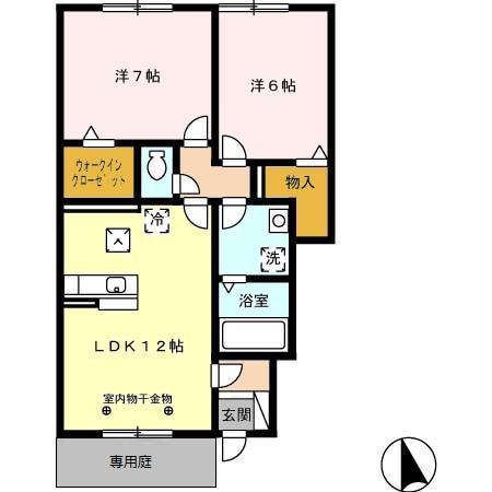 ルミエール20 C棟(2LDK/1階)の間取り写真