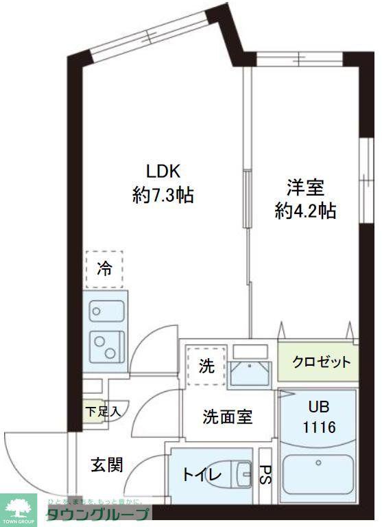 レピュア小石川レジデンス(1LDK/5階)の間取り写真