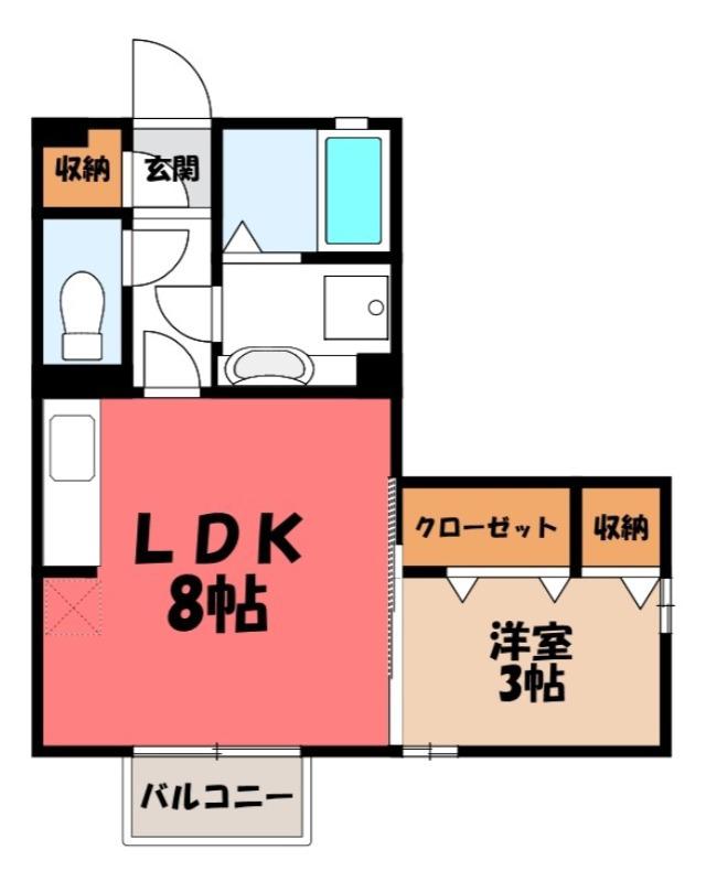 ディアコート A(1LDK/2階)の間取り写真