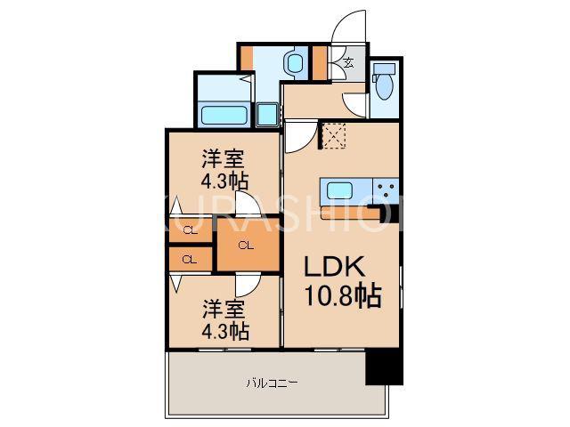ラクラス呉服町(2LDK/7階)の間取り写真