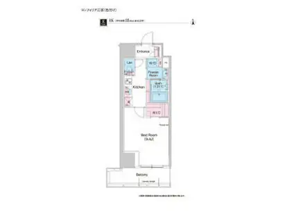 コンフォリア江坂(1K/12階)の間取り写真