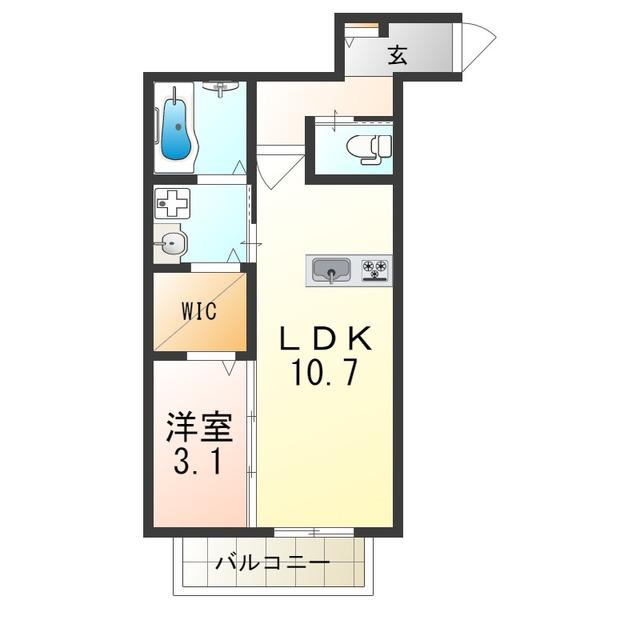 ADONISCOURTPARTII(1LDK/3階)の間取り写真