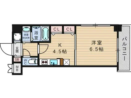 プレジオ中之島(1DK/11階)の間取り写真