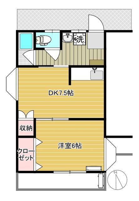 メゾンKK(1DK/1階)の間取り写真