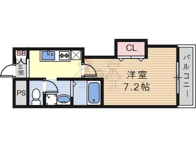 みおつくし桑津(1K/6階)の間取り写真