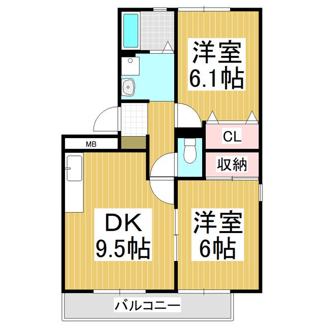 ロイヤルガーデン 雅 A(2DK/3階)の間取り写真
