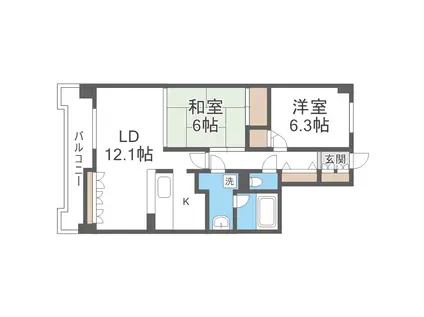 THE RESIDENCE PARK ODORI(2LDK/5階)の間取り写真